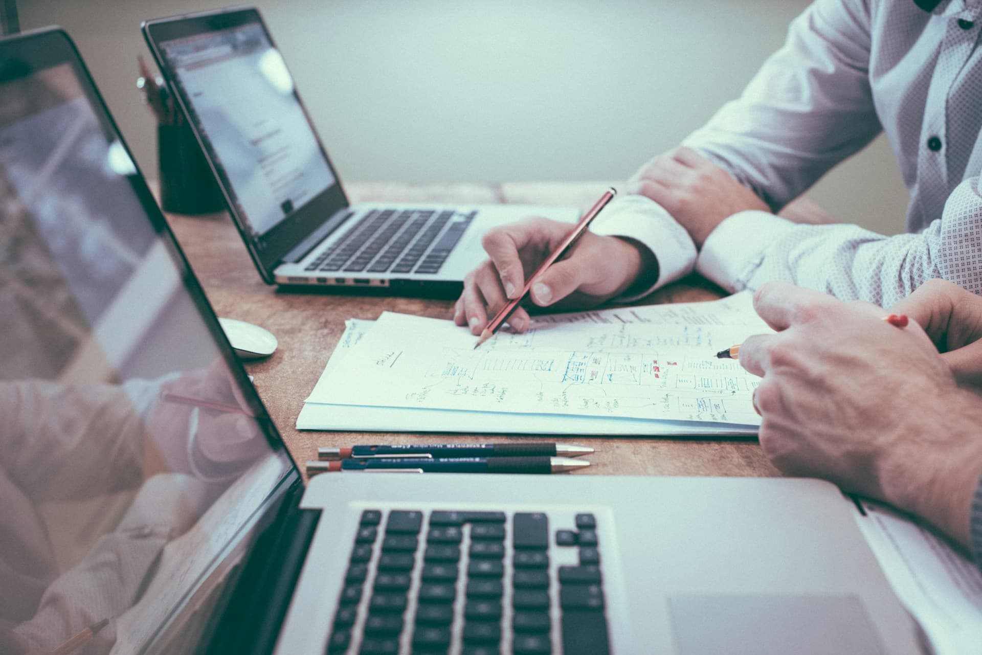 Business desk with analytics charts driving digital growth decisions